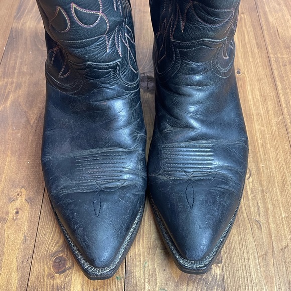 Vintage Justin Boots black mens size 9.5 western cowboy boots - Picture 3 of 12